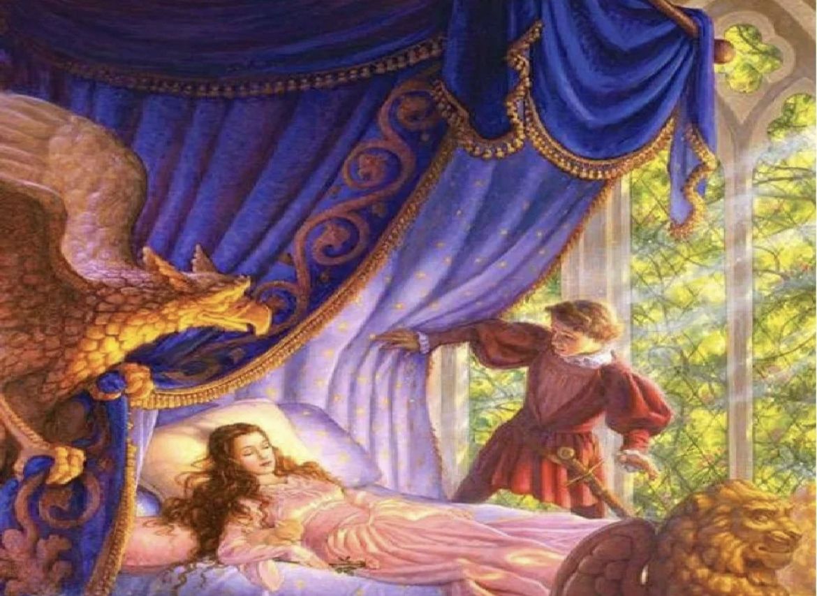 Спящие герои сказок. Иллюстрации к спящей царевне Жуковского.
