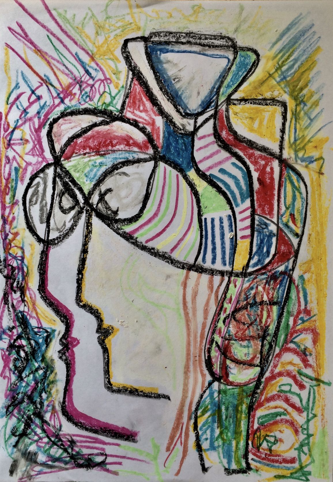 Работа художника Бориса Михайловича Епифанова “Очки на двоих», пастель, 40х30
