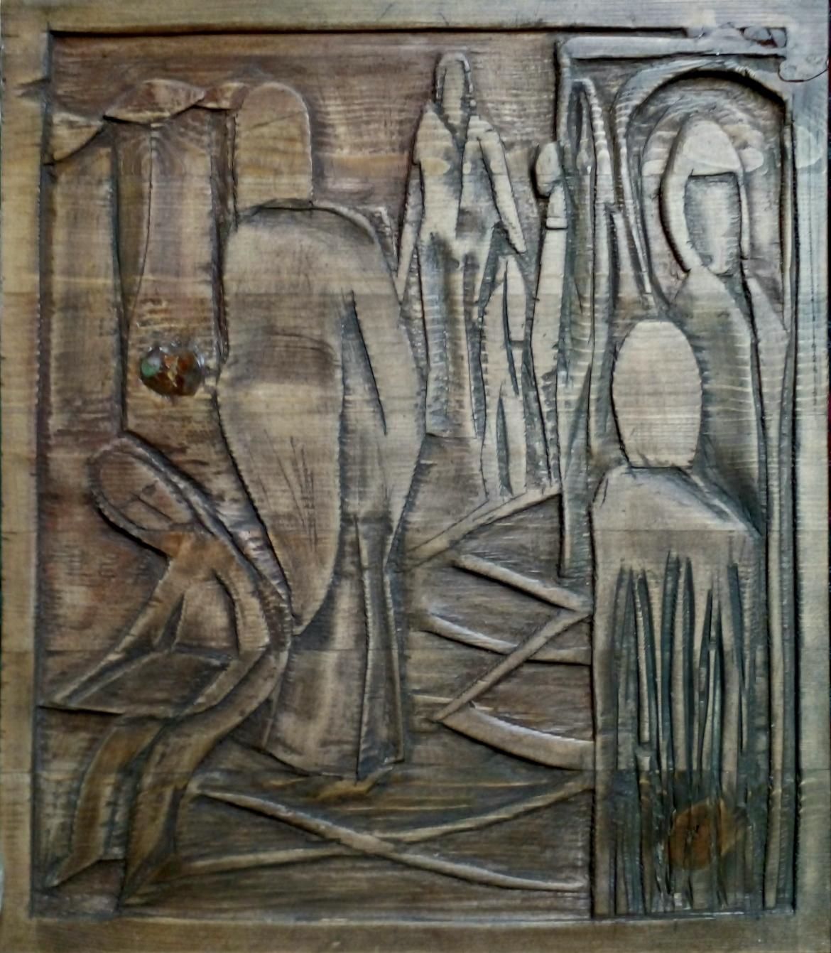 Работа художника Бориса Михайловича Епифанова “ЛЕТОПИСЬ”, 31Х27, дерево, акварель